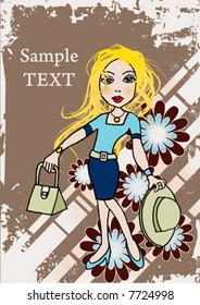 shopping girl background vector