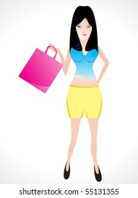 shopping girl with shopping bag vector illustration