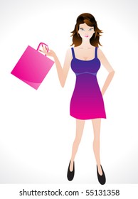 shopping girl with shopping bag vector illustration