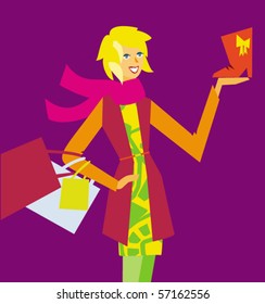 A shopping girl with bags and a shoe VECTOR