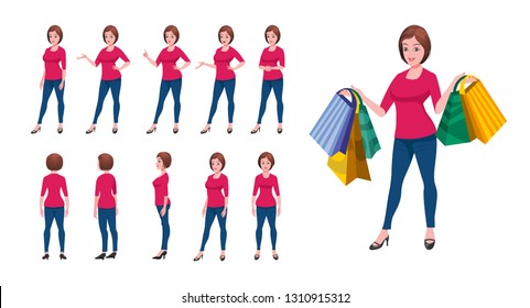 Shopping Girl Character Turnaround With presentation posses