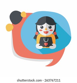 shopping girl and present flat icon with long shadow,eps10
