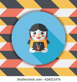 shopping girl and present flat icon with long shadow,eps10