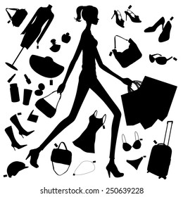 shopping girl silhouette