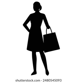 A shopping girl  silhouette Vector illustration 