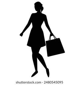 A shopping girl  silhouette Vector illustration 