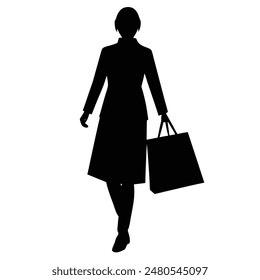 A shopping girl  silhouette Vector illustration 