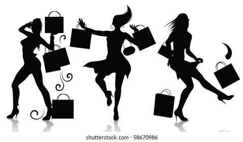 Shopping girl silhouettes