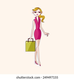 shopping girl theme elements vector,eps