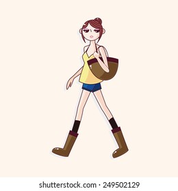 shopping girl theme elements vector,eps