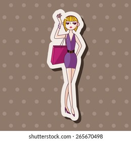 shopping girl theme elements vector,eps