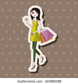 shopping girl theme elements vector,eps