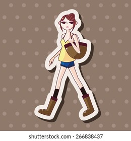 shopping girl theme elements vector,eps