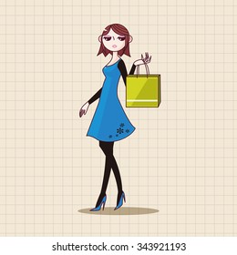 shopping girl theme elements vector,eps
