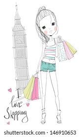 shopping girl travels the world