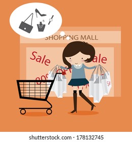 shopping girl  vector