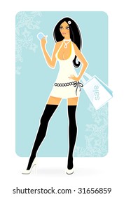 Shopping girl, vector