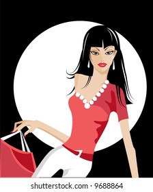 Shopping girl - vector