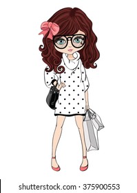 Shopping girl vector design.