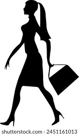 shopping girl vector silhouette illustration 01