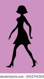 shopping girl vector silhouette illustration 0077