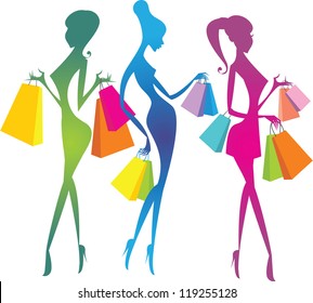 Shopping girls silhouettes