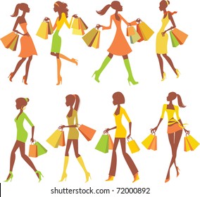 Shopping girls silhouettes