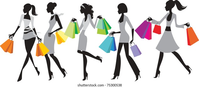 Frau Einkaufen Stock Vectors Images Vector Art Shutterstock