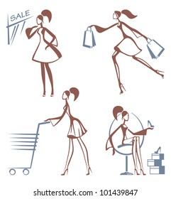 Shopping girls sketches