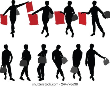 shopping girls - vector