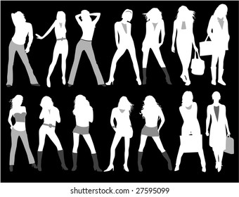 Shopping Girls - White - vector work