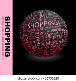 COMPRAS. Globo com diferentes termos de associação.