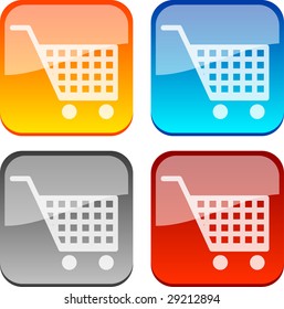 Shopping glossy buttons. Vector illustration.