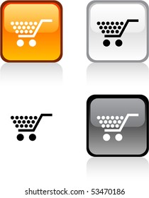 Shopping glossy square vibrant buttons.