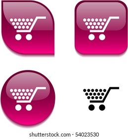 Shopping glossy vibrant web buttons.