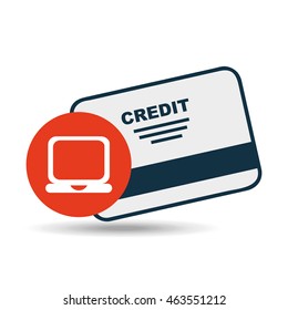 shopping goods with credit card icon, vector illustration