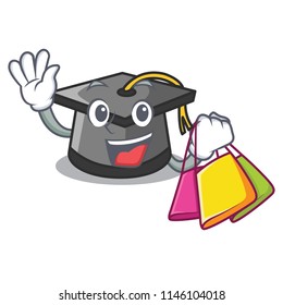 Shopping graduation hat character cartoon