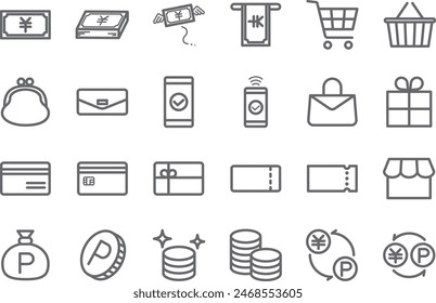 Shopping Graue Linie Zeichnen Symbolsatz