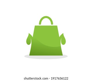 Shopping green bag logo vector organic