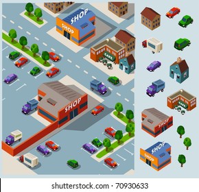 Shopping and Grocery. Set of very detailed isometric vector