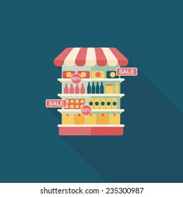 shopping grocery store flat icon with long shadow,eps10