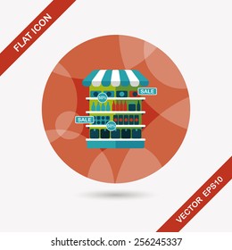 shopping grocery store flat icon with long shadow,eps10
