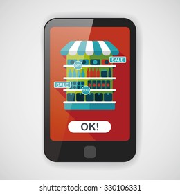 shopping grocery store flat icon with long shadow,eps10