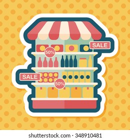 shopping grocery store flat icon with long shadow,eps10