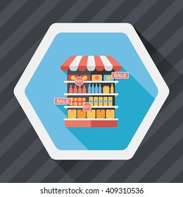 shopping grocery store flat icon with long shadow,eps10