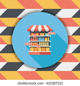 shopping grocery store flat icon with long shadow,eps10