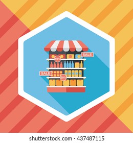 shopping grocery store flat icon with long shadow,eps10
