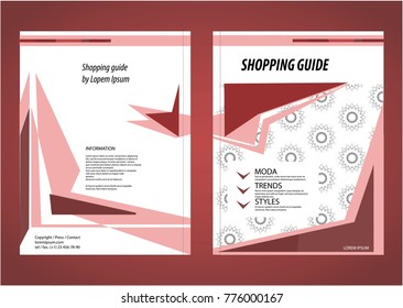Shopping guide template. Bordo, red and crimson colours. 
