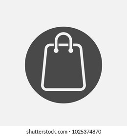 shopping hand bag vector icon in gray circle