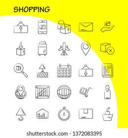 Shopping Hand Drawn Icon for Web, Print and Mobile UX/UI Kit. Such as: Box, Delivery, Shipping, Lock, Cargo, Delivery, Package, Shipping, Pictogram Pack. - Vector